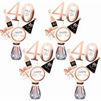 Qpout Oro Rosa 40 cumpleaños Mesa Toppers-Palitos de Centro de Mesa de 30 cumpleaños- Hombres - Mujeres 40 Decoraciones…